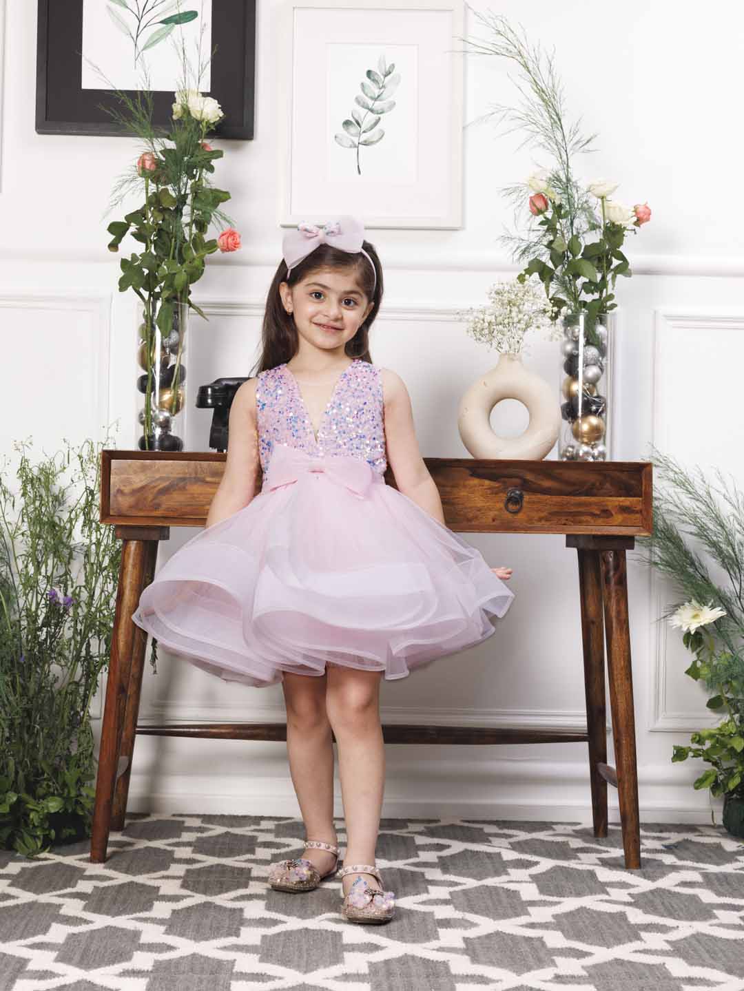 Stephanie pink sequin bodice with fluffy skirt