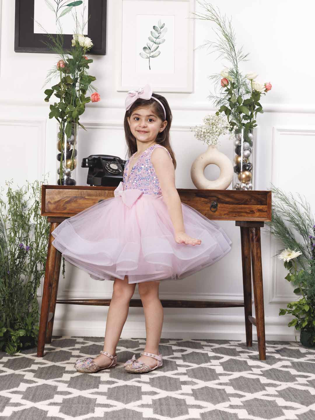 Stephanie pink sequin bodice with fluffy skirt