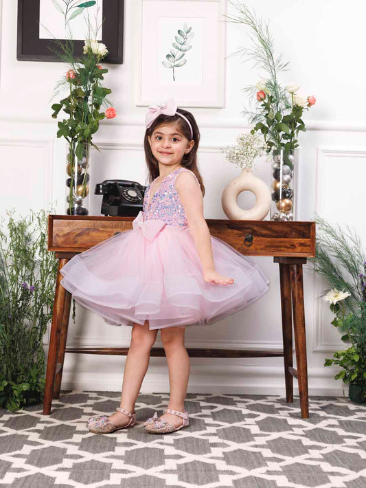 Stephanie pink sequin bodice with fluffy skirt