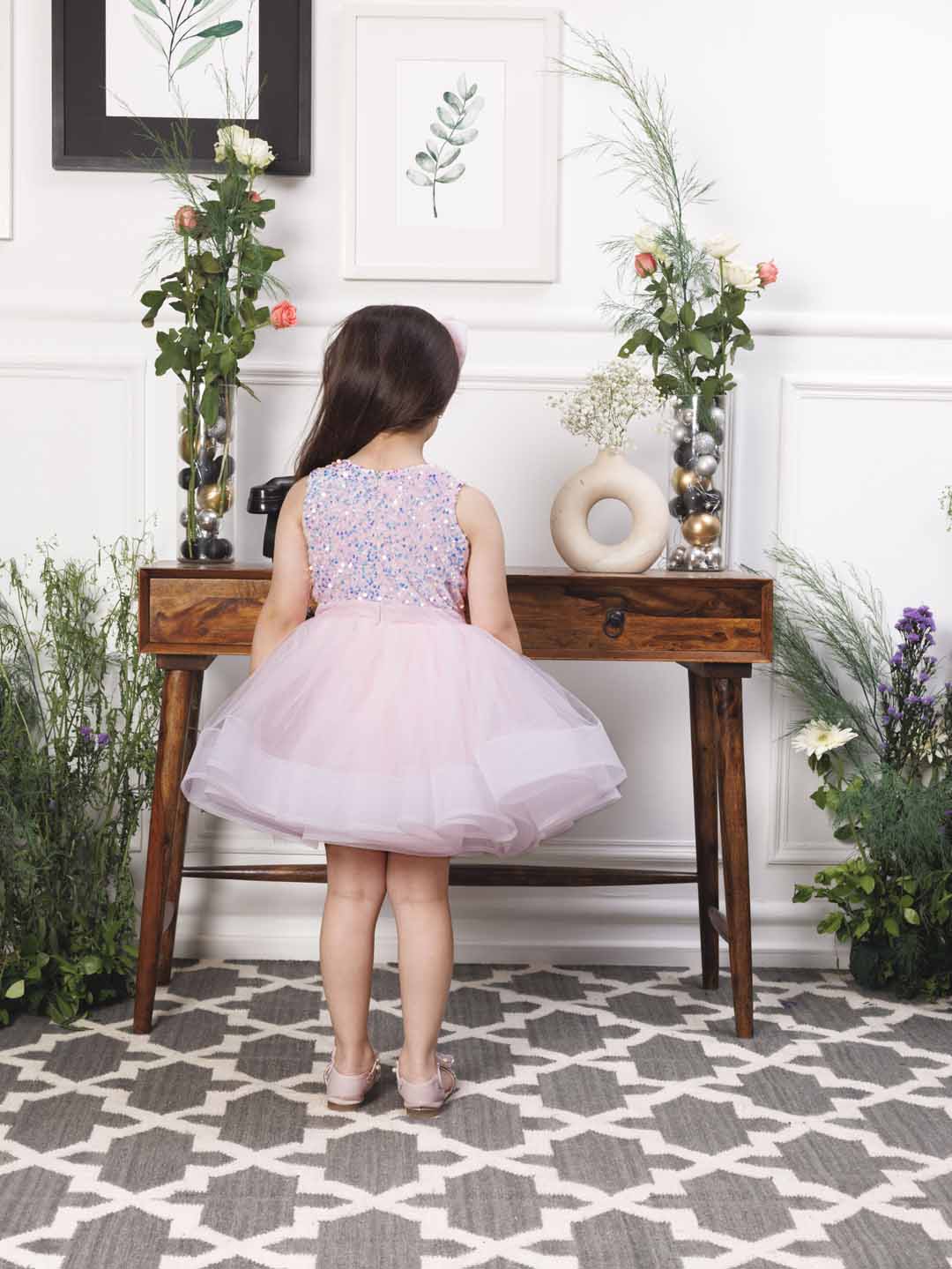 Stephanie pink sequin bodice with fluffy skirt
