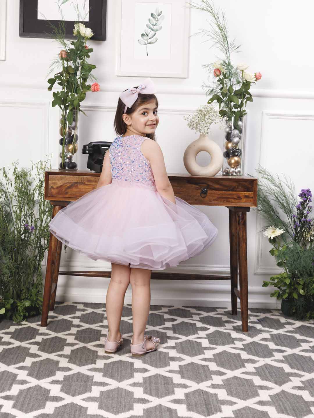 Stephanie pink sequin bodice with fluffy skirt