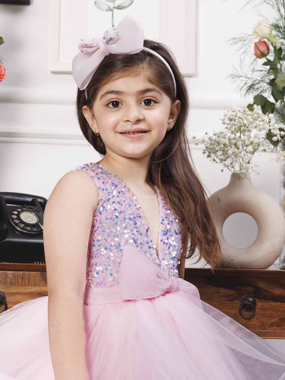 Stephanie pink sequin bodice with fluffy skirt