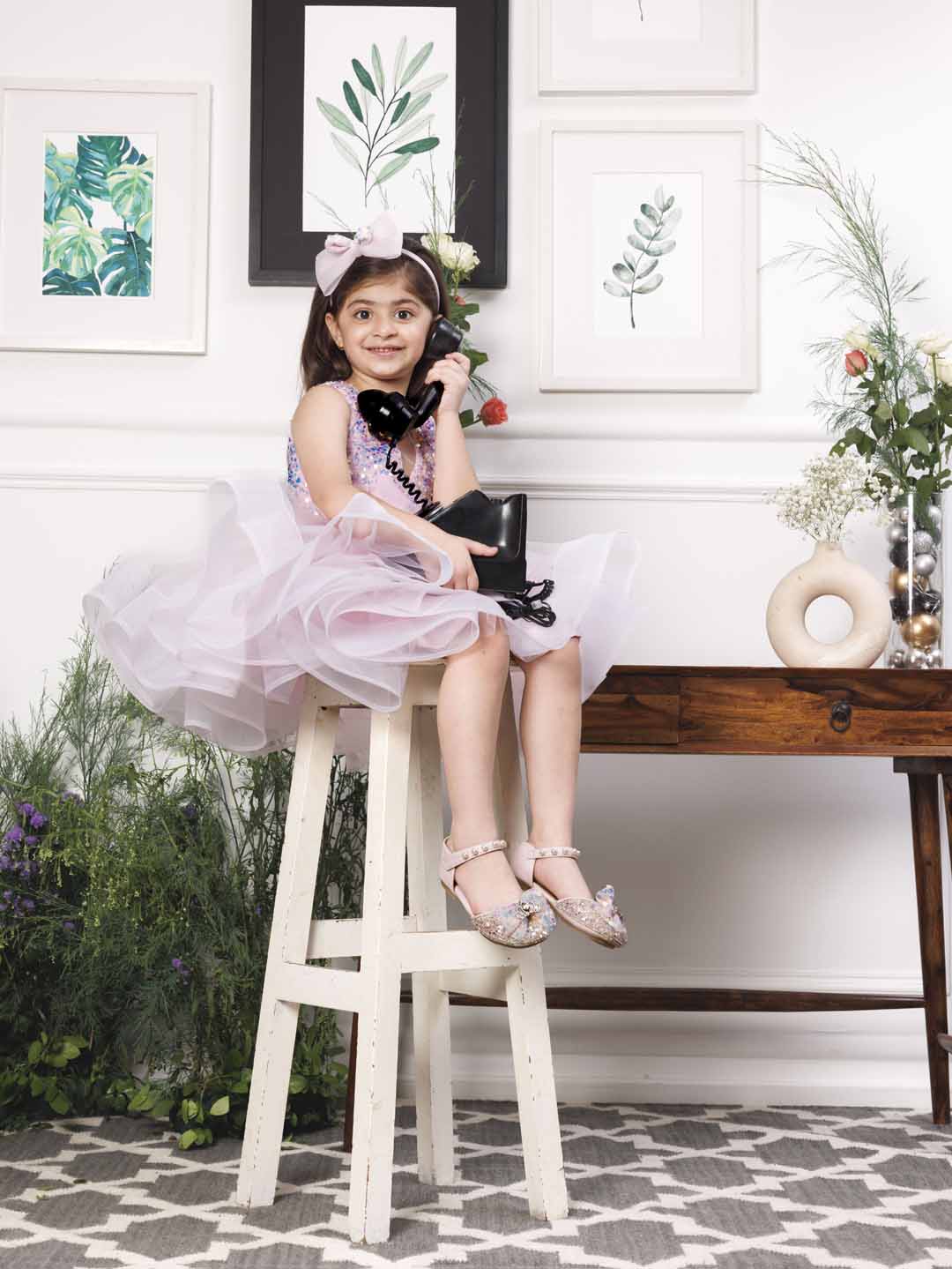 Stephanie pink sequin bodice with fluffy skirt