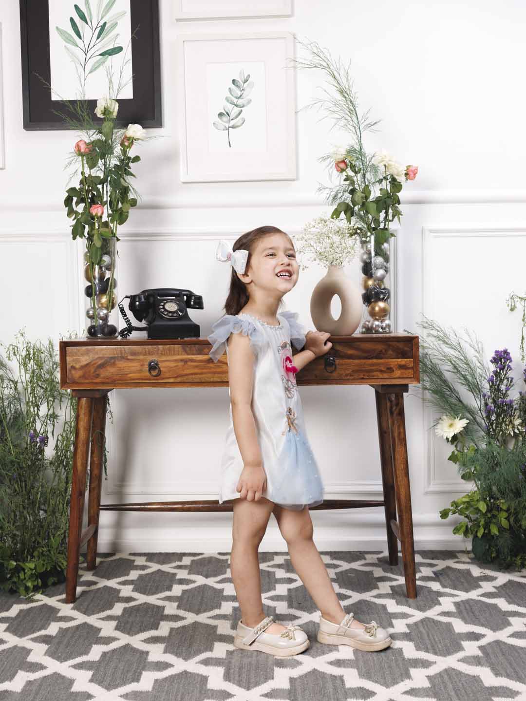 Cindrella A line satin silk dress with princess and carraige detailing