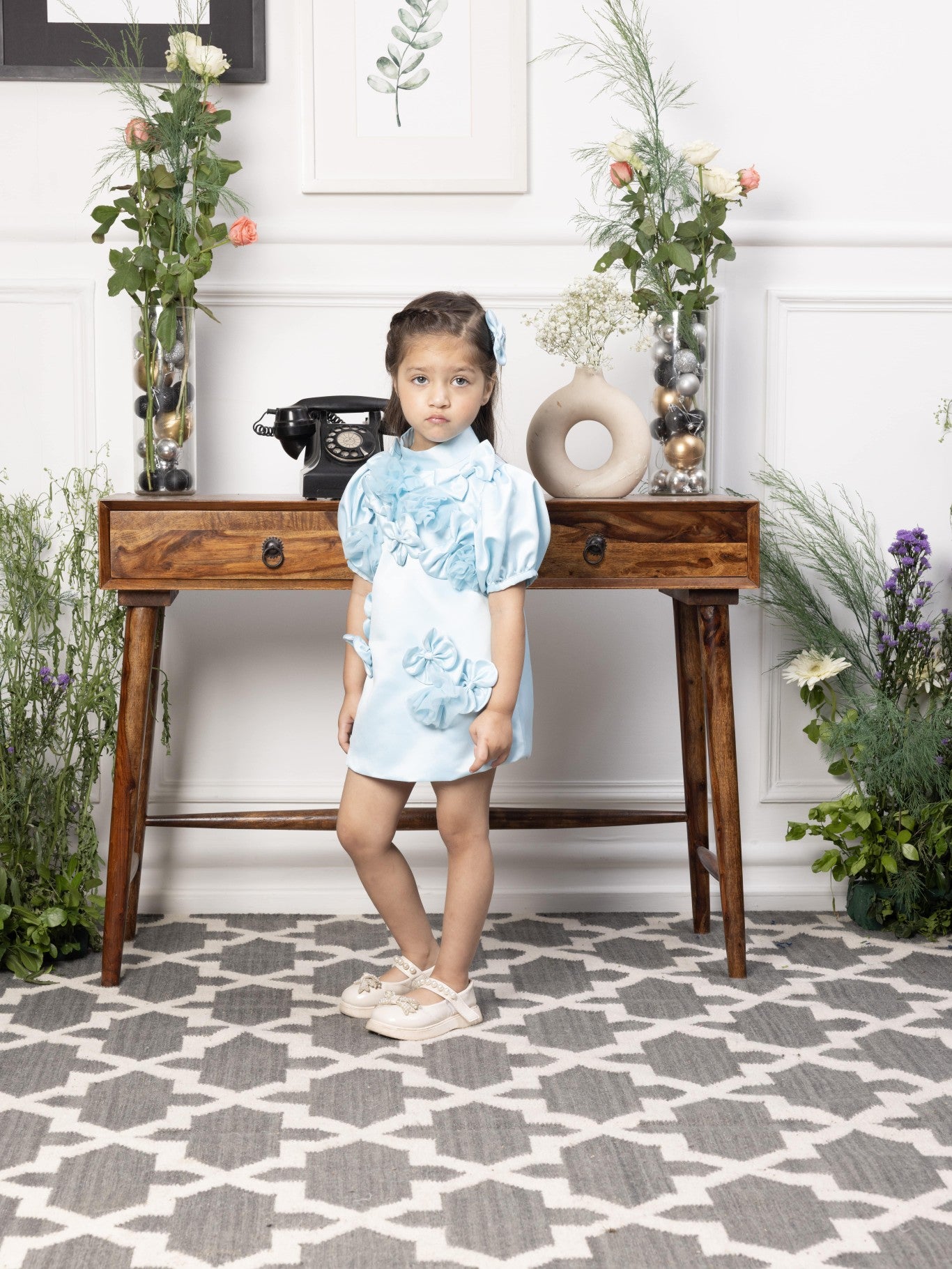 Mulan blue satin A line dress