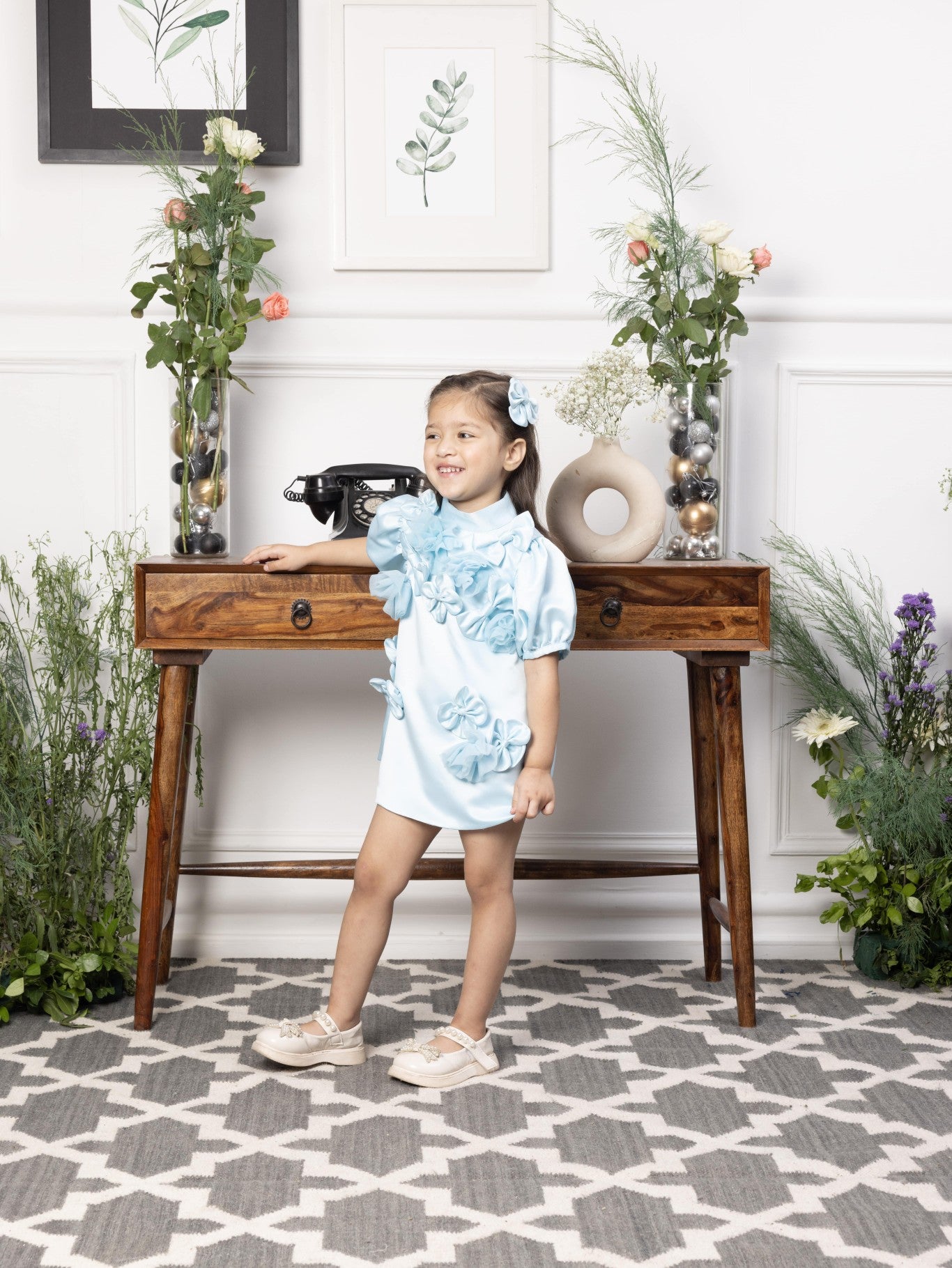 Mulan blue satin A line dress
