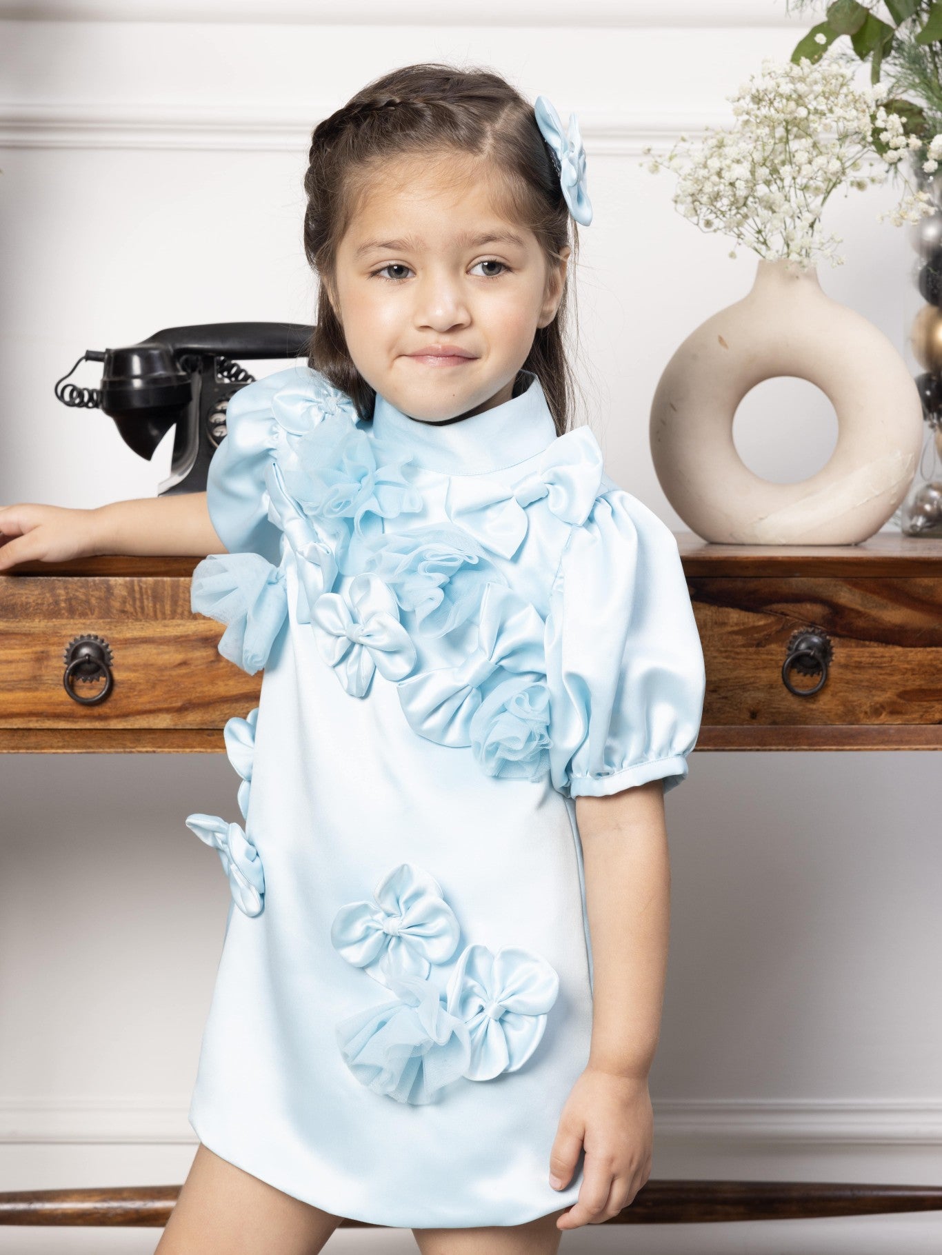 Mulan blue satin A line dress