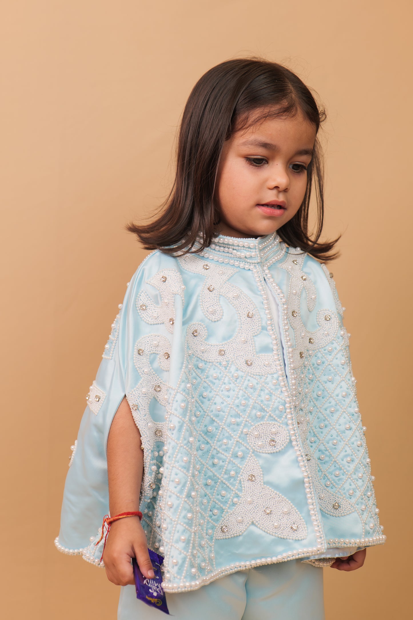 Anne Blue Pearl Embroidered Indo-Western 3-Piece Co-ord Set