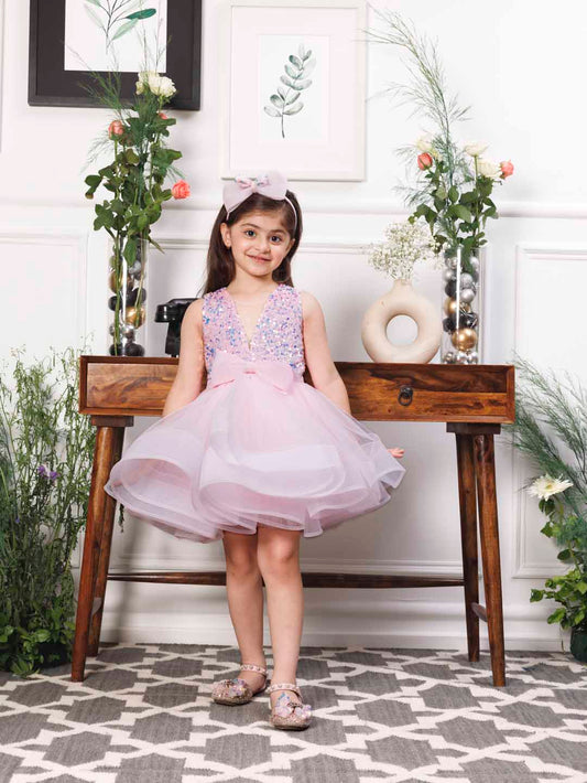 Stephanie pink sequin bodice with fluffy skirt