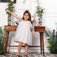 Dolly - A line organza white dress with black bow