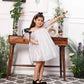 Dolly - A line organza white dress with black bow