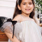 Dolly - A line organza white dress with black bow
