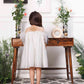 Dolly - A line organza white dress with black bow
