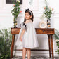 Dolly - A line organza white dress with black bow
