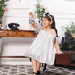Dolly - A line organza white dress with black bow