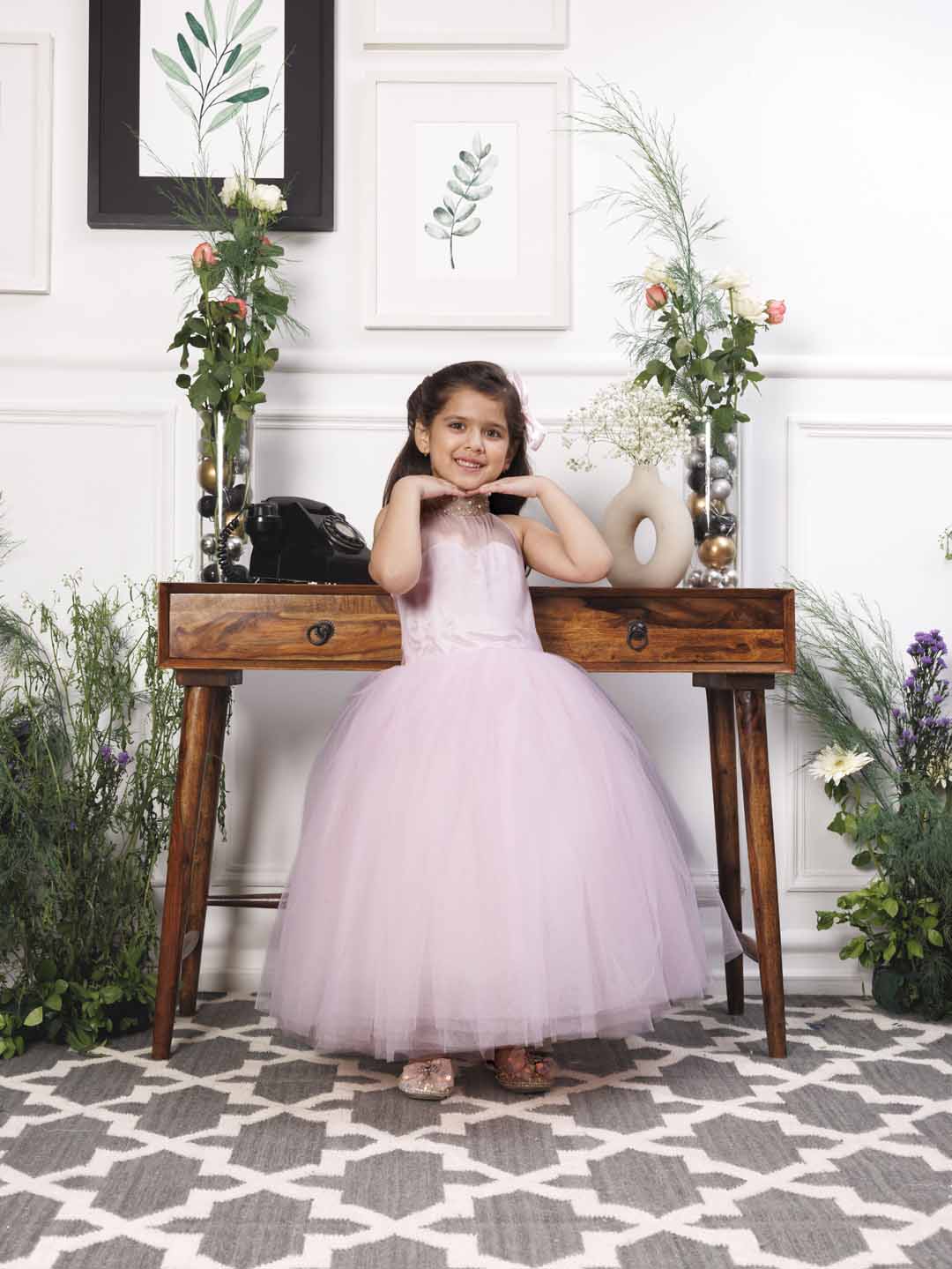 Pauline pink halter gown with big bow at the back