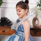 Margaret fluffy blue sequin panel dress