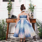 Margaret fluffy blue sequin panel dress