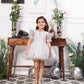 Phillipa white organza dress with hand embroidery of flower and butterflies detailing