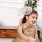 Charlotte fluffy champagne dress with hand embroidery on gathered bodice