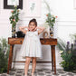 Emma white satin silk dress with bow in front