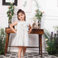 Emma white satin silk dress with bow in front