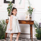 Emma white satin silk dress with bow in front