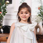 Emma white satin silk dress with bow in front