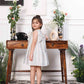 Emma white satin silk dress with bow in front
