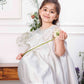 Emma white satin silk dress with bow in front