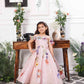 Lily pink sequin panel gown with flower detailing