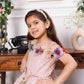Lily pink sequin panel gown with flower detailing