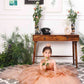Charlene princess trail gown with handmade flowers and gloves