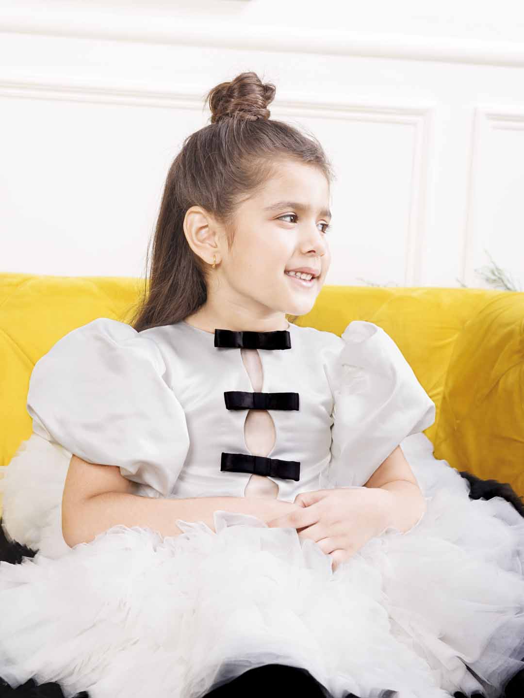 Risa the magical ruffled dress in black and white