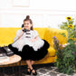 Risa the magical ruffled dress in black and white