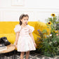 Caroline sequin panel dress with flowers detailing
