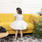 Alina glittered white panel dress with butterflies detailing