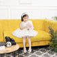Alina glittered white panel dress with butterflies detailing