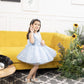 Montana blue panel dress with pearl and sequin detailing