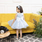 Montana blue panel dress with pearl and sequin detailing