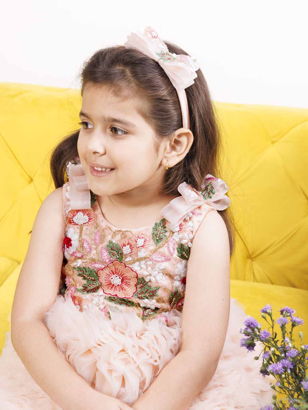 Monica 2.0 ruffled fluffy peach dress