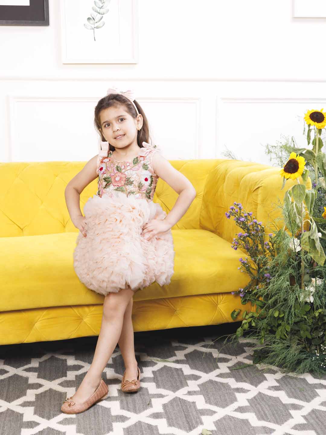 Monica 2.0 ruffled fluffy peach dress