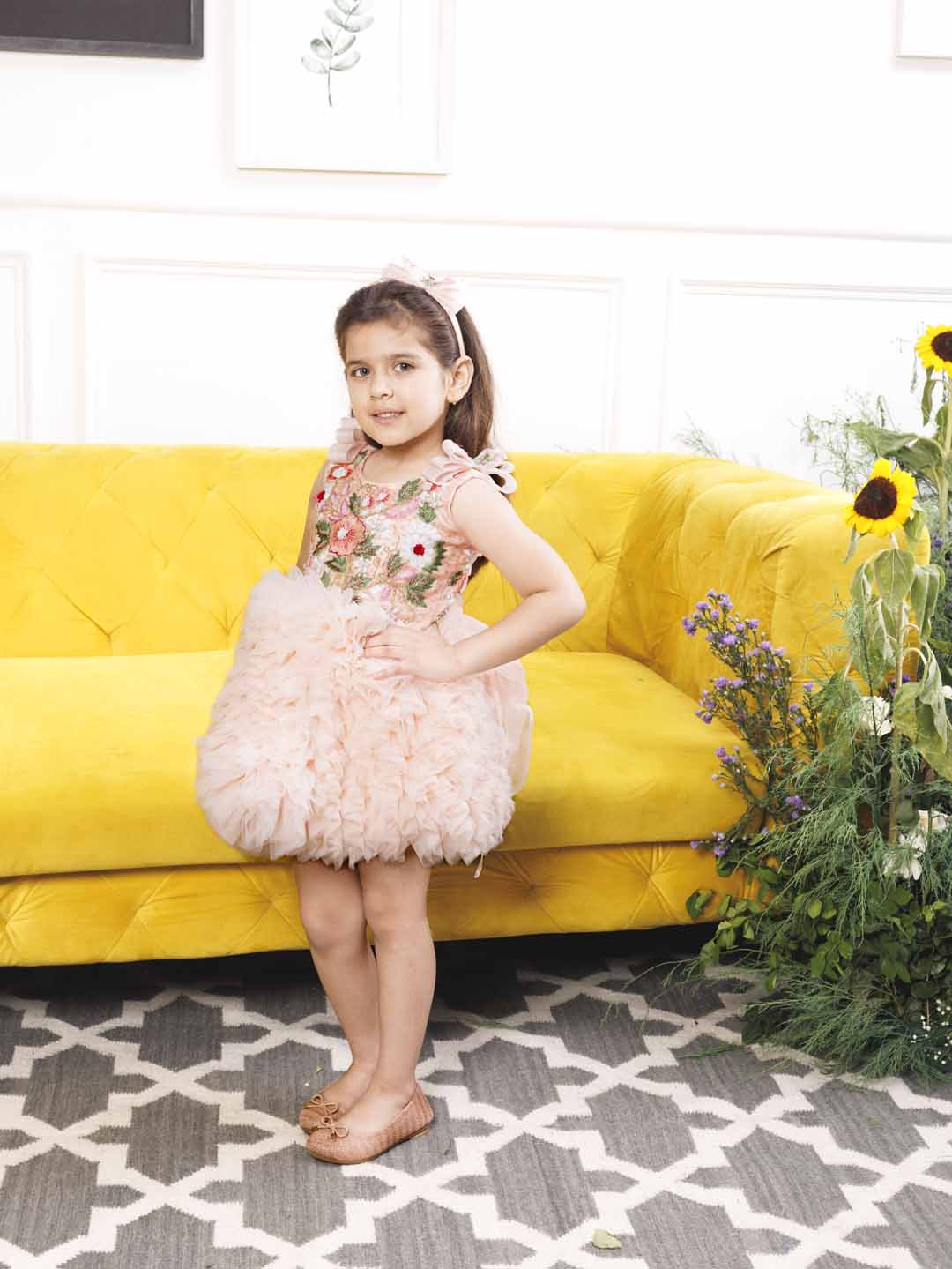 Monica 2.0 ruffled fluffy peach dress