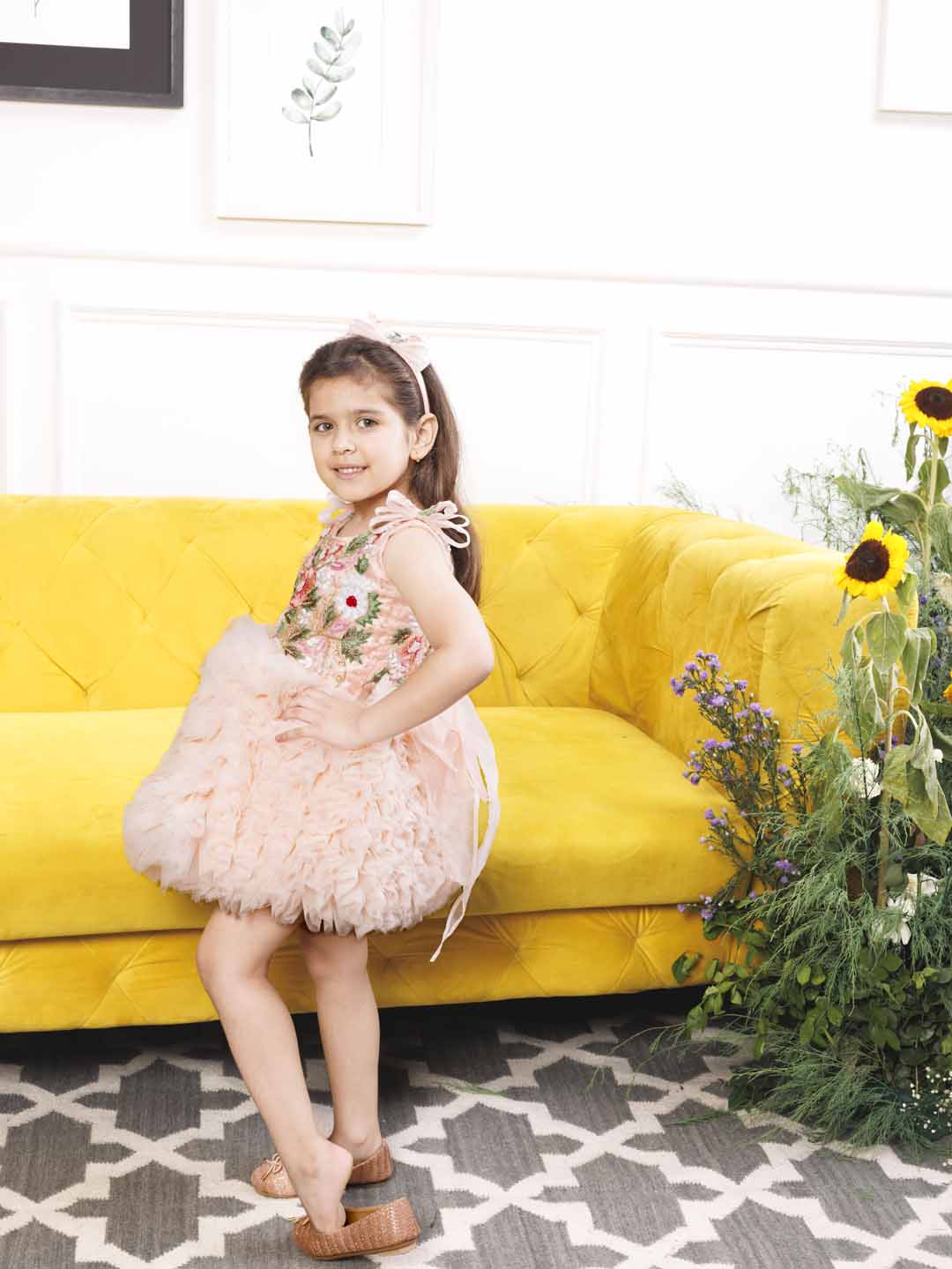 Monica 2.0 ruffled fluffy peach dress