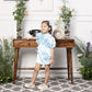 Mulan blue satin A line dress