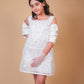 Pearl White Embellished Party Dress