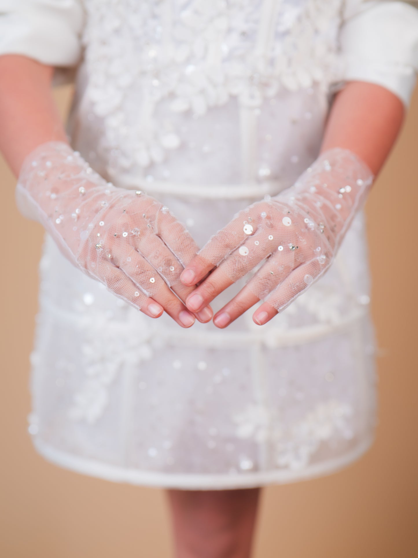 Pearl White Embellished Party Dress