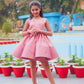 Pink Crystal Embellished Satin Party Dress