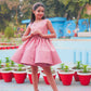 Pink Crystal Embellished Satin Party Dress