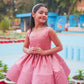 Pink Crystal Embellished Satin Party Dress